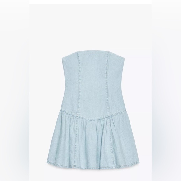 Zara TRF DENIM BANDEAU DRESS - Picture 4 of 5